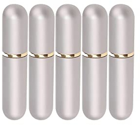 Graues Aluminium-Naseninhalator-Röhren, leer, nachfüllbar, elegantes Aluminium und Glas, Naseninhalator-Set mit Baumwolldochten, 5 Stück
