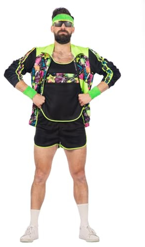 WILBERS & WILBERS - 80er Jahre Aerobic Kostüm | 3-teiliges Set, Retro Fitness Outfit und Trainingsanzug für Karneval