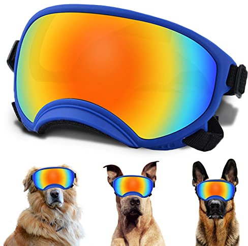 Winproof Large Dog Sunglasses with Adjustable Strap UV Protection Soft Goggles for Medium Large Dogs