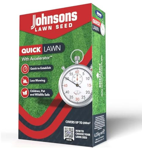 Johnsons Lawn Seed Quick Lawn with Accelerator, Premium Lawn Seed, (4.25KG), Green,Red