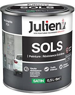 Julien Peinture Sols Extrême Intérieur et Extérieur - Chapes béton, ciment lissé, briques, asphalte, planchers et parquets - Gris Graphite 0,5 L