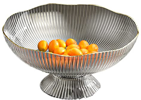 Obstschale, Obstteller, dekorative Schalen mit Abtropflöchern, abnehmbarer Sockel, Obstschale für Tisch und Arbeitsplatte, dekorative Obstschalen für Zuhause (grau)
