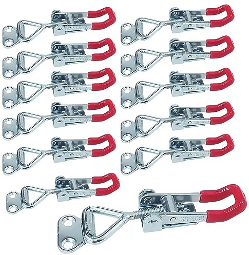 12 Stück Spannverschluss aus Verzinktes Eisen: Nizirioo GH-4001 Schnellspanner Clamp, Einstellbare Kniehebelspanner, Klein Hebel Verschluss, Schnappverschluss, für Schrank, Tür, Box(100KG)