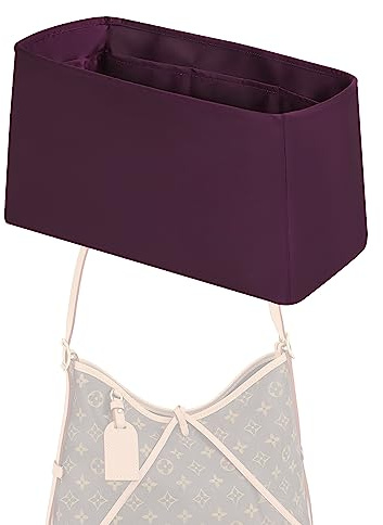XYJG Organisateur de sac à main en soie pour LV Carryall PM/MM, pochette de rangement tote bag, Insert de sac de luxe (MM, Fuchsia)