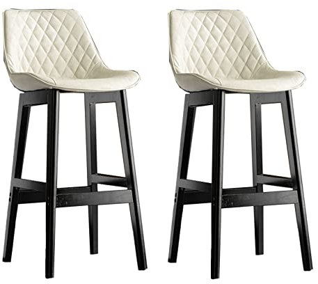 Familien-Barhocker, hoher Hocker, Theken-Barhocker, 2er-Set, gepolsterte PU-Leder-Holzstühle in Thekenhöhe mit Massivholzbeinen für die Küche und das Restaurant zu Hause (A 61 cm) Made in China