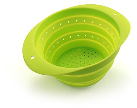 SIVITA ESCURRIDOR Y COLADOR MULTIFUNCION PLEGABLE PARA CAMPING NATURALEZA COCINA PORTATIL SILICONA VERDE FREGADERO STRAINER