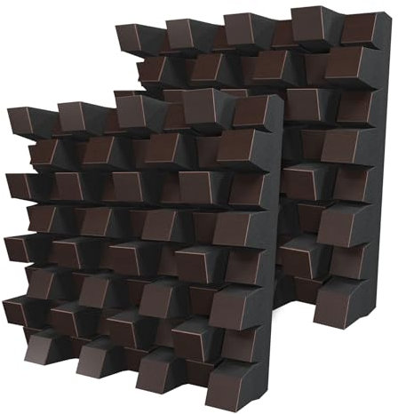 Lot de 2 diffuseurs acoustiques | Diffusion 2D | Réflexion - Diffusion - Absorption - Insonorisation | Panneau d'art mural | Plaques de couleur : Wengé, SIRIUS (150 mm))