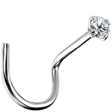 Generisch I Nasenstecker I Echter Diamant+ Echt 585 Massiv Weißgold I Maße 0,8 x 6 x 1,4 mm I Piercing online kaufen I neu modern modisch extravagant exklusiv I 44005 I