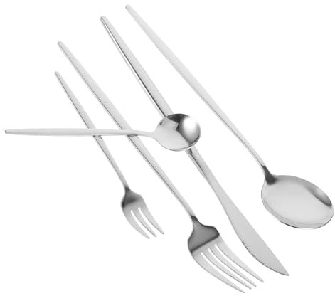Alipis 1 Satz Besteckset aus Edelstahl Besteckset aus Metall westliches Restaurantgeschirr Besteck aus Edelstahl Rostfreier Stahl Messer und Löffel einstellen Essstäbchen-Set Weiß