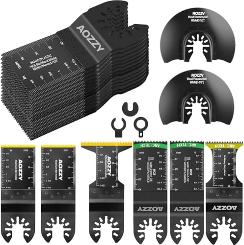 32PCS Oscillating Tool Saw Blades Kit,Include 3PCS Titanium Oscillating Multitool Blades for Metal and Hard Material,Quick Release Multi Tool Blades Compatible with DeWalt Makita Dremel Bosh and More