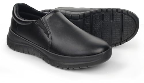 Hawkwell Women's Slip On Lightweight Water Resistant Nurse Shoes Slip Resistant Healthcare Work Shoes,Black Synthetic,8 M US