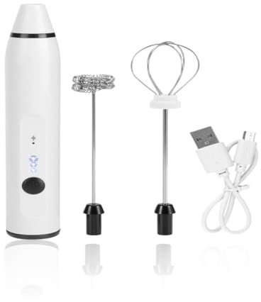 Batidor, Mini Espumador De Leche De Mano De Acero Inoxidable, Mezclador De Bebidas Con Varita Para Espumador De Leche De Cocina, Mezclador De Espuma De Batidor De Café, Batidor Eléctrico(blanco)