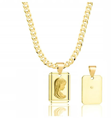 AMAR OPRAVA Goldkette Herren 585, Kette Herren 925/585 - Königskette - Herren Schmuck, goldene Herrenkette mit Medaillon - Geschenk Freund, Herren Geschenke Geburtstag - Halskette Herren