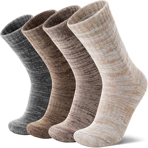 MOSEY KOSY 4 Paia Merino Wool Calze da Camminata Escursionismo Boot Termiche Extra Spesse Calde Inverno Comode Crew Morbide Imbottite Lavoro Donna Uomo(Serie Colore Caffè,36-42)