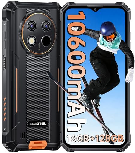 OUKITEL WP28S Telephone Incassable 2024-8+128GO,Android 14 Smartphone Incassable IP68,6.52 HD, Telephone Portable Incassable 10600mAh,13MP Caméra Primaire,4G Dual SIM/GPS/NFC/2Ans Garantie,Orang
