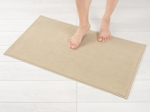Hammetex Badematte, rutschfest, 51 x 86 cm, 100% Baumwolle, 1200 g/m², waschbar, saugfähig, schnelltrocknend, Öko-TEX, Beige