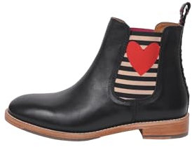 CRICKIT® Chelsea Boot Damen PALOMA | Klassische Chelsea Boot Stiefelette für Damen aus 100% Leder | Herz mit Streifen