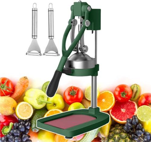 forplubossmmp Exprimidor Manual De Naranjas para Uso Comercial | Procesador De Alimentos Manual De Acero Inoxidable para Exprimidor De Limón | Rendimiento De Jugo del 99,7% (con 2 Peladores),Green