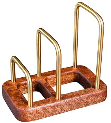 wiroouia Schneidebrett Organizer, Schneidebretthalter, Schneidebrettständer Mit Holzsockel, Tellerständer Für Küchenarbeitsplatte Mit Holzsockel Für Teller, Tablett und Pfannen, 16,6x10 cm