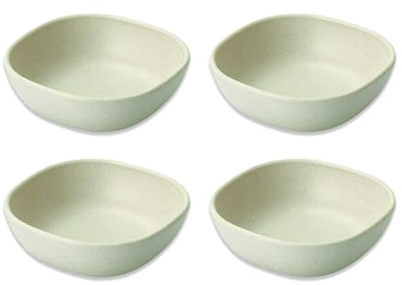 Fkereg Set of 4 Small Dipping Sauce Bowls 4.5 Oz, Tiny Side Dish Bowls, Plastic Pinch Bowls, Condiment Ingredient Bowls for Cooking Prep, Sauce Plate for Spice, Dips Serving, Beige