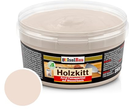Isolbau - Holzspachtelmasse 250 g - Holzspachtel Holzkitt außen und innen - Holzreparaturspachtel - Holzreparaturmasse - fertiger Holzspatel - schnelltrocknend - leichtes Buchenholz (Nr. 5)