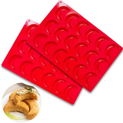 Freefire Vanillekipferl Backform Silikon 2 Stück Vanillekipferl Form Silikonform Vanillekipferl Backblech Kipferl Backform Kuchenformen für Schokolade Cake Keks