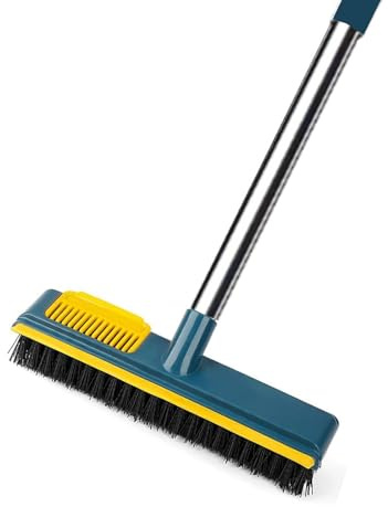 Floor Scrubbing Brush with Squeegee, 2-1 Bathroom Tile Cleaning Brush, Suitable for Cleaning Floors, Bathroom Deck Tile Patio, Living Rooms, Swimming Pool