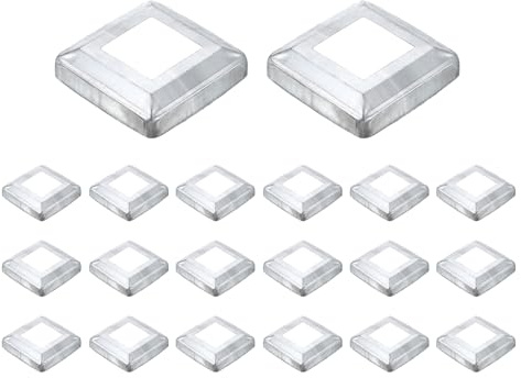 sourcing map 20Pcs Post Base Cover, 3.75x3.75 (Internal Size 1.75x1.75) Metal Integral Style Post Skirt, Porch Column Wrap for Post Fence Deck Cable Railing Baluster Stair Rails, Silver
