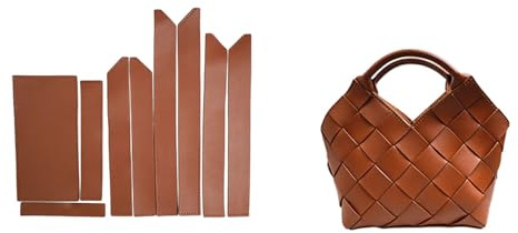 POPSEWING Vegan Leder gewebtes Handtasche DIY-Kit, Designer-Handtaschen für Frauen, handgefertigtes Lederhandwerkskit, maßgeschneiderte Geschenke für Freundinnen für Weihnachten (sattel braun)