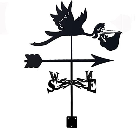 Girouette avec tireur envoyant des oiseaux féériques, indicateur de direction extérieur support girouette outil de mesure professionnel jardin cour facile à assembler