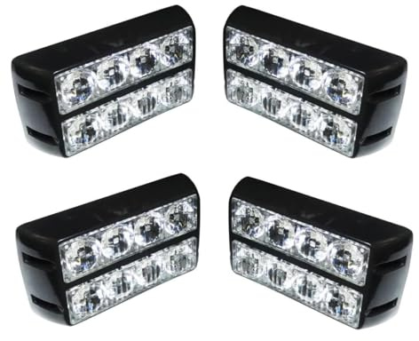 Générique 4 Feux de Pénétration Flash Balise Clignotante de Secours 12V-24V 8 LED Ambre/Orange Clignotant Stroboscopique d'Urgence pour Voitures Camions Fourgons Agricoles