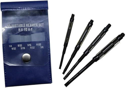 Amz387 - Set di 4 micro alesatori manuali regolabili da 6,35 a 9,52 mm