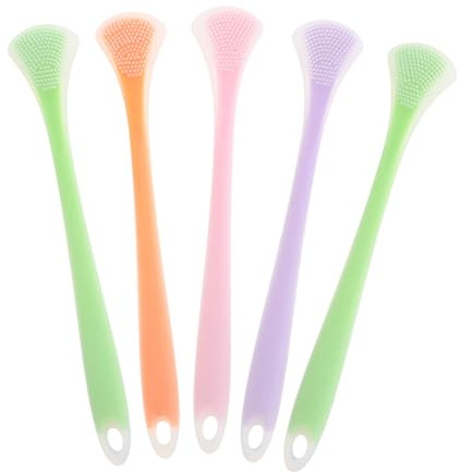FOYTOKI 5pezzi Raschiatore Per Lingua Doppia Testina in Silicone Portatile Per Pulizia Della Lingua Per Adulti Strumento Per Pulizia Orale Per Uso Hotel e Viaggi
