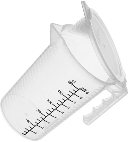 FUNNETOYU Misurino Graduato Da 500ml in Plastica Pp Coperchio, Tazza Di Grande Capacità Scala Nera, Manico Ergonomico Per Uso Domestico e Cucina Professionale