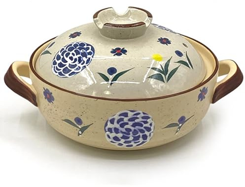 YHNNH, Stile pentola di terracotta in terracotta, casseruola in ceramica, pentole in terracotta for piano cottura, pentola for zuppa, padella for bibimbap con coperchio(2L)