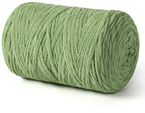 NOTIONSLAND Chenille Wolle zum häkeln, 1 Knäuel 300 g, Pistaziengrün | Dicke Flauschige Weich Chenille Garn, Perfekt zum Weben von Schals, Mützen, Decken, Zierkissen
