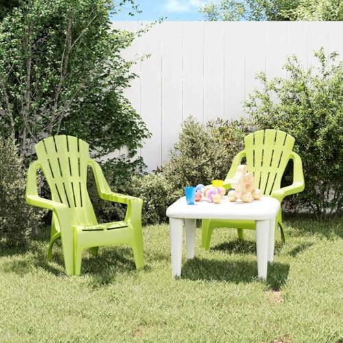 QZZCED Gartenstühle, 2 Stück, Holzoptik, PP, Grün, 37 x 34 x 44 cm, elegantes und praktisches Design für den Außenbereich, langlebiges Material, Polypropylen, bequemer Sitz mit Rückenlehne