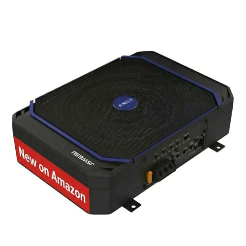 Jensen JSW65U Underseat Amplified Subwoofer | 600W 6.5-inch Compact Subwoofer for Under-Seat Installation | Class D Design for Efficient Power Usage | Remote Bass Control for Easy in-Seat Adjustments