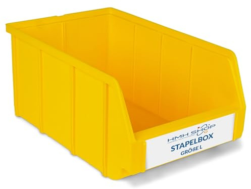 HMH 5x Stapelboxen Größe L Werkstatt Garage Keller Sichtlagerboxen 335x209x152mm Lagerboxen GELB Sichtlagerkästen Kleinteile Aufbewahrung