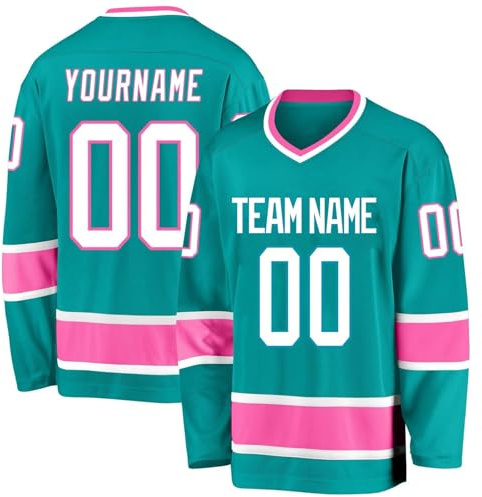 Maillot de Hockey Personnalisable Nom d'Équipe, Votre Nom & Numéro Tissu Respirant Maillé Hommes, Femmes, Ados