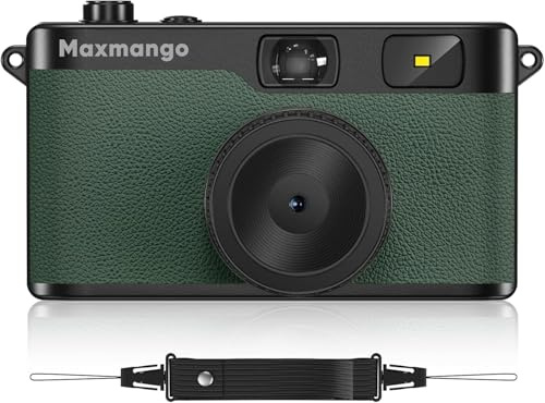 Maxmango D53 Camara Vintage Digital sin Pantalla, Cámara Retro 12 MP para Capturar Momentos Reales, Filtros DIY Descargables, Transferencia USB-C, Tarjeta SD de 8 GB Incluida (Verde)