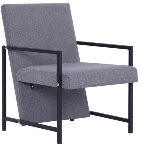 WRJENFSC Poltrona con braccioli in tessuto grigio chiaro, design moderno a cubo, struttura in legno massello in acciaio verniciato a polvere, 53 x 69 x 73 cm, comoda sedia da lettura per soggiorno