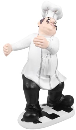 BESTonZON Statuette de Chef avec Bouteille de Vin en Résine Style Européen