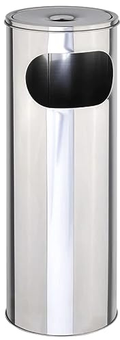 Haushalt International Standaschenbecher Edelstahl18/0 Ø21x58cm Mülleimer Standascher Aschenbecher