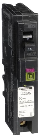Square D by Schneider Electric Square D - HOM115PDFC Homeline Plug-On Neutral 15 Amp Single-Pole Dual Function (CAFCI and GFCI) Circuit Breaker,