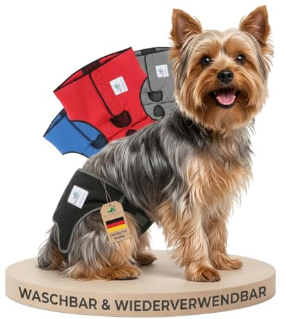 NATURE PET Premium Läufigkeitshose für Hündinnen – Hochwertige & Bequeme Hundewindeln für Hündinnen & Rüden – Waschbare Inkontinenz-Hundewindel ohne Einfädeln der Rute – XS/Schwarz