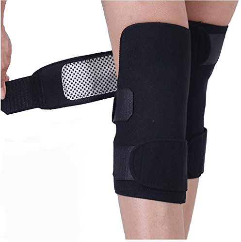 Elandy 1Pair Selbsterhitzende Kniepolster Magnetische Therapie Kaltbeständige Heizung Pad Fern Infrarot Spontane Orthese Unterstützung (Schwarz)