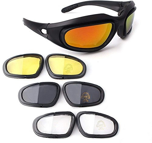 Gafas para motocicleta, marco acolchado y 4 juegos de lentes, ideales para actividades al aire libre y deportes