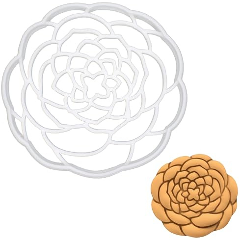 BAKERLOGY Camellia Flower (Complex) Cookie Cutter - Detailed Biscuit Cutter Design for Baking and Crafts, Ideal on Fondant, Dough, Clay