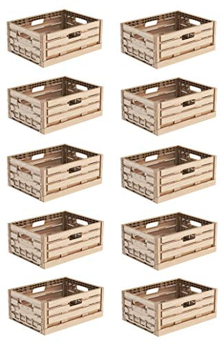 10x Faltbox im Holzdesign 40x30x16 * Klappbox für Obst, Gemüse * Obstkiste Gemüsekiste Holz Optik
